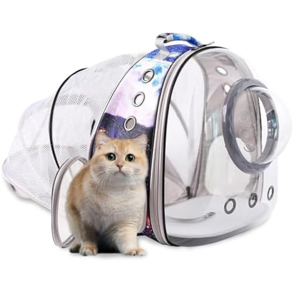 Galaxy Blue Cat Bubble Backpack,Back Expandable cat Backpack with Clear Window -Space Capsule Cat Carrier for Kitten Bunny Small Puppy Vet and Outdoor Adventure(Galaxy Blue)