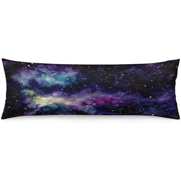 Galaxy Body Pillow Cover Outer Space Nebula Universe Star Night Starry Sky Long Pillow Case with Zipper Decorative Soft Bedding Pillowcase Purple Cushion Pillow Case for Bedroom,Couch,20"x54"