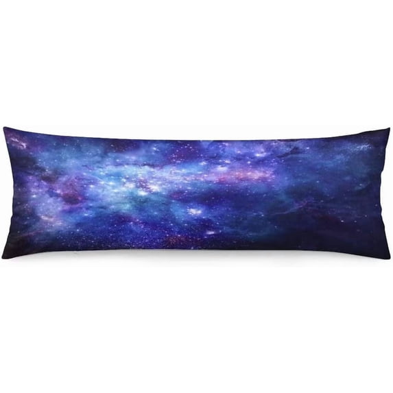 Galaxy Body Pillow Cover Outer Universe Space Nebula Star Night Luxury Long Pillow Case Protector with Zipper Decorative Starry Sky Large Pillowcases Cushoned for Bedroom,Couch 20"x54",Blue Purple