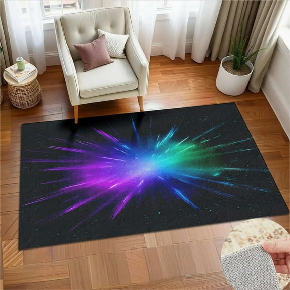 Galaxy Burst Art Print Soft Large Area Rugs Washable Rug With Non-Slip Backing Carpet For Living Room Bedroom Kitchen