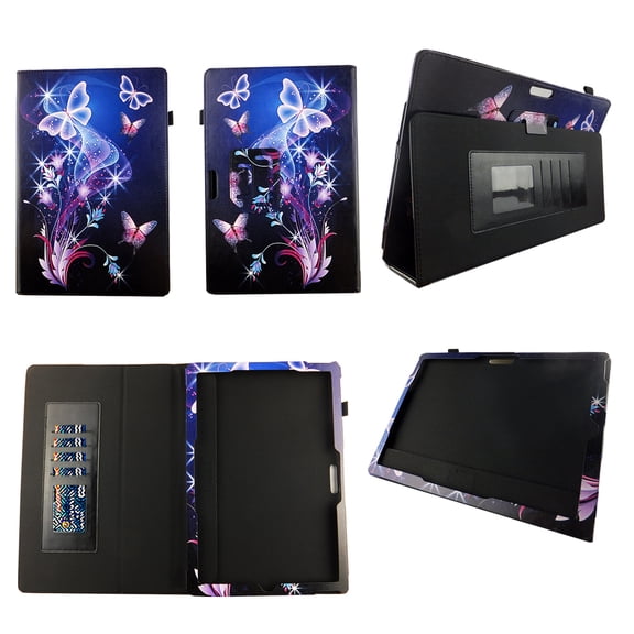 Galaxy Butterfly Case for Microsoft Surface Pro 2017 Surface Pro 4 Surface Pro 3 (12.3'') Premium Pu Leather Slim Folio Stand Cover w Stylus Holder and Auto Wake / Sleep