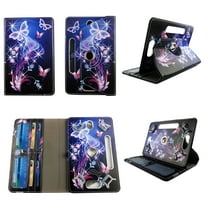 Galaxy Butterfly For All Android tablets 7-inch Tablet Case Universal Cases 360 Rotating Folio Stand Protector Pu Leather Cover Travel e-reader Card Cash Slots Multiple Viewing Angles