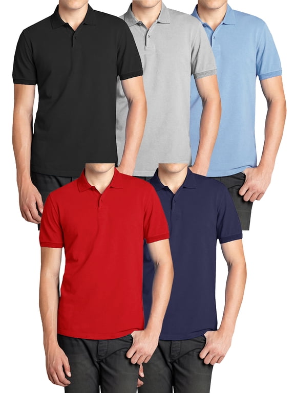 5-Pack Men's Comfort Pique Polo Shirt (S-5XL)