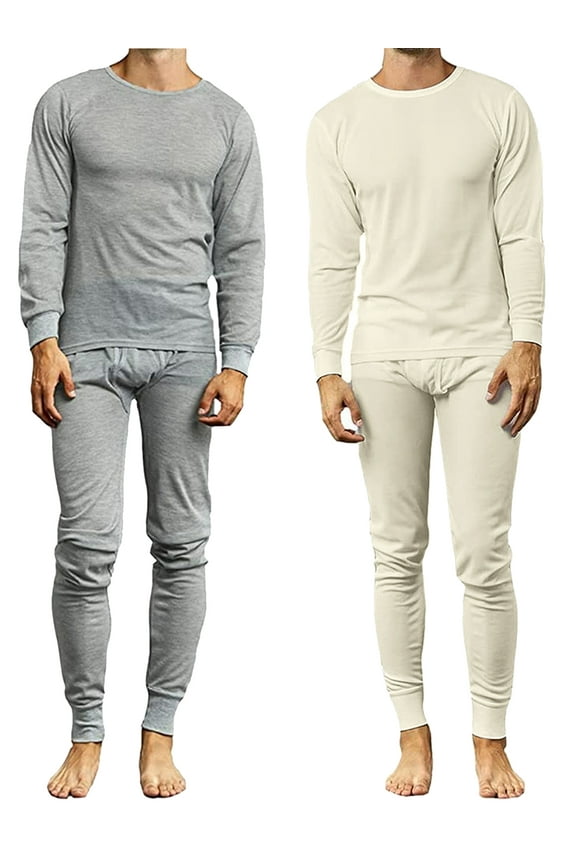 Galaxy By Harvic Men's 4-Piece Lightweight Thermal Set Of Both A Thermal Top And Bottom (2-Full Sets)(S-2XL)