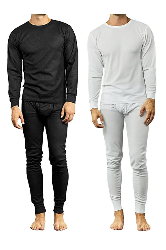 Galaxy By Harvic Men's 4-Piece Lightweight Thermal Set Of Both A Thermal Top And Bottom (2-Full Sets)(S-2XL)