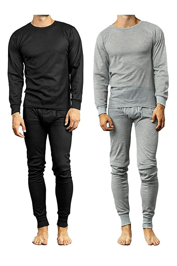 Galaxy By Harvic Men's 4-Piece Lightweight Thermal Set Of Both A Thermal Top And Bottom (2-Full Sets)(S-2XL)