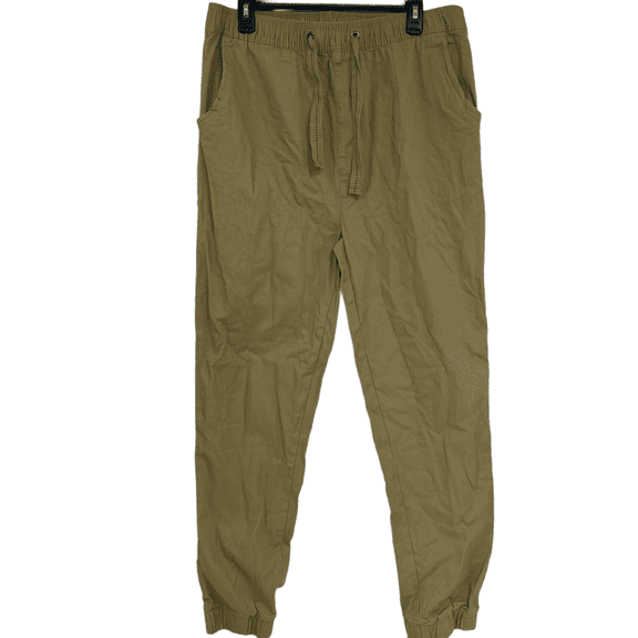 Galaxy By Harvic Mens Khaki Beige Basic Stretch Twill Joggers Size L $48