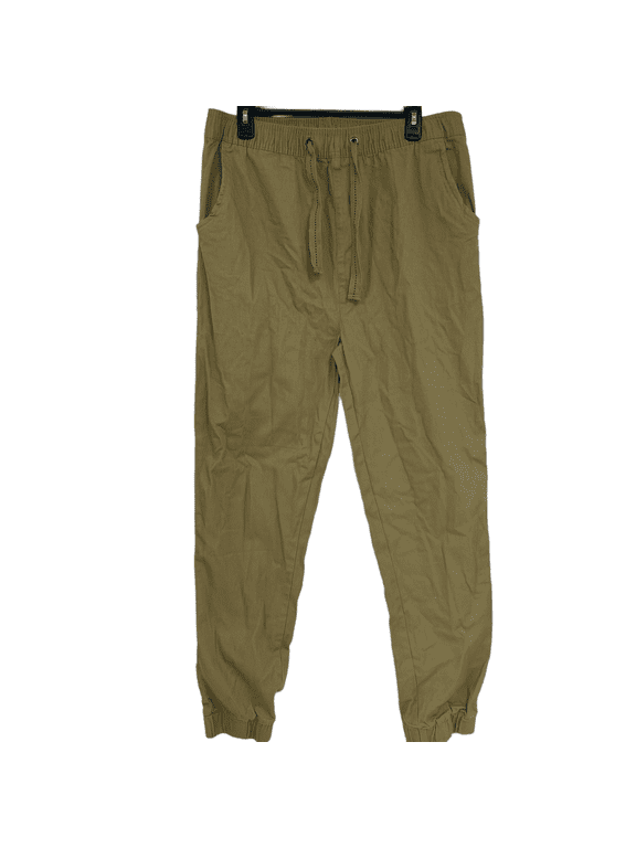 Galaxy By Harvic Mens Khaki Beige Basic Stretch Twill Joggers Size L $48