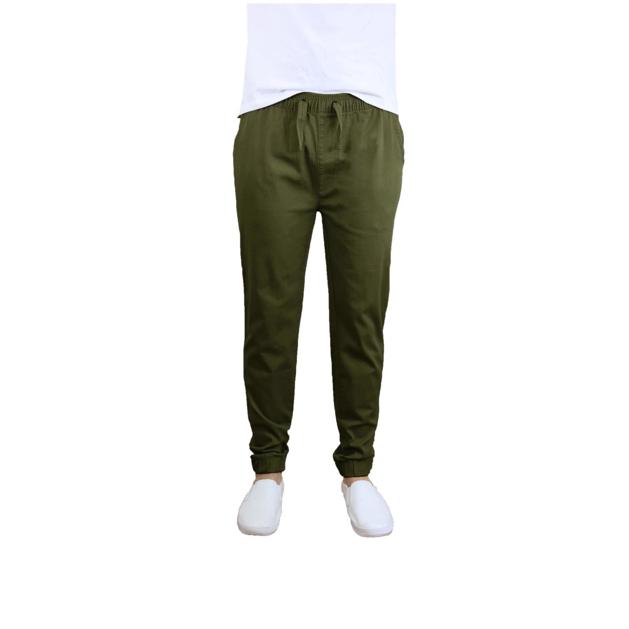 Galaxy By Harvic Men's Basic Stretch Twill Joggers Green Size Large