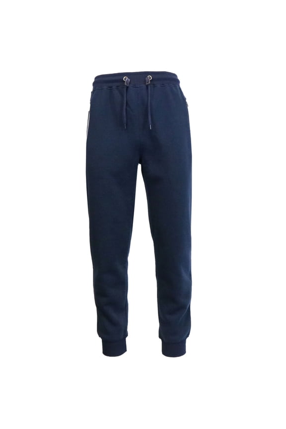 Men's Zipper Pockets Slim Fit Jogger Pants Blue Size XX-Large