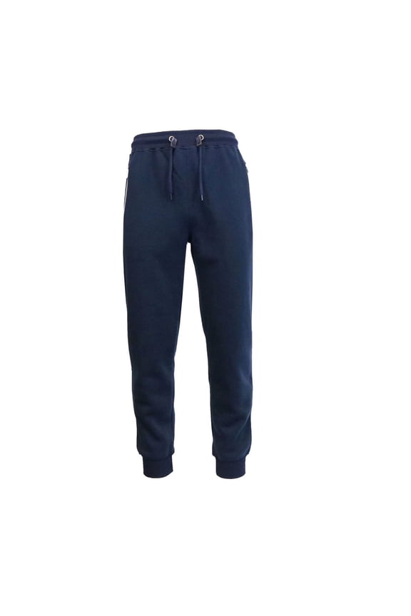 Men's Zipper Pockets Slim Fit Jogger Pants Blue Size Medium