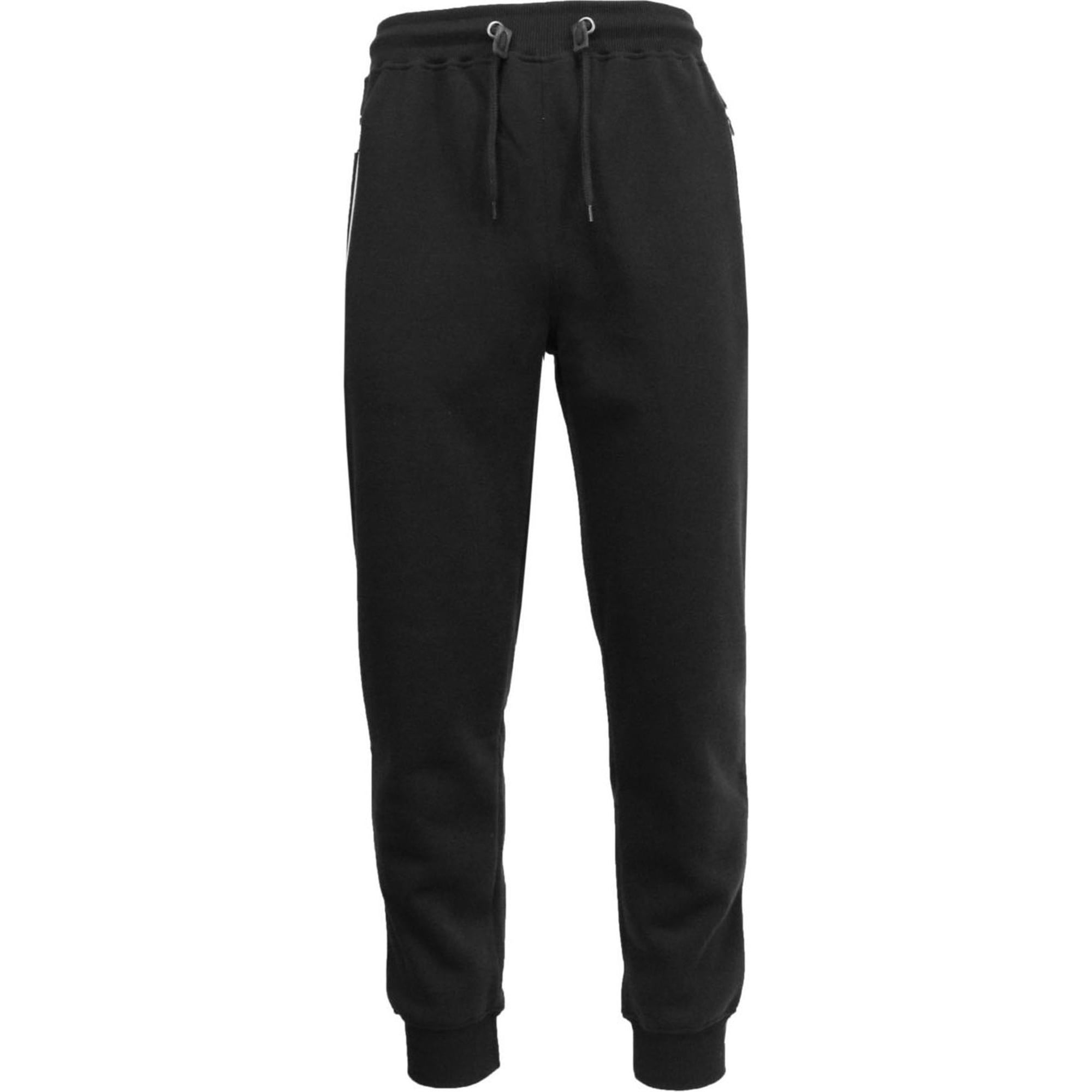 Galaxy Mens Zippered Pocket Joggers Casual Jogger Pants, Black, XX-Large
