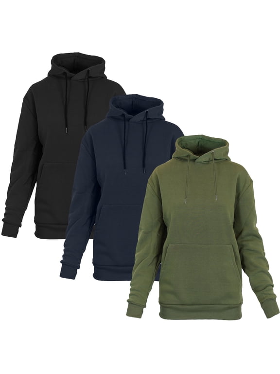 Womens Heavyweight Fleece Lined Pullover Hoodie 3 Pack (M-2XL)