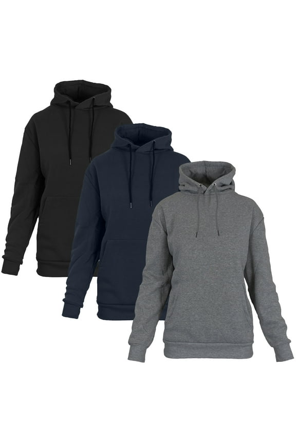Womens Heavyweight Fleece Lined Pullover Hoodie 3 Pack (M-2XL)