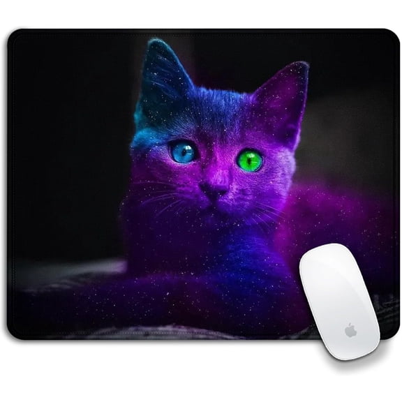 Galaxy Cat Large Personalized Custom Design Gaming Mouse Mat with Durable Stitched Edges Non-Slip Rubber Computer Mousepad Office Desktop Decor Accessories 11.8 x 9.8 inch