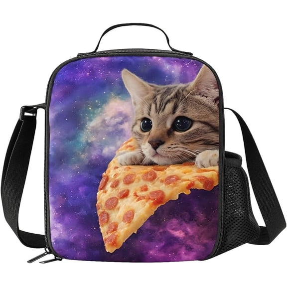 Galaxy Cat Lunch Box - Insulated Meal Bag Pizza Lunch Bag Food Container forTravel Picnic