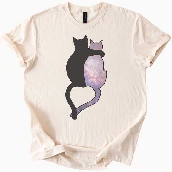 Galaxy Cats Hug Tee Cosmic Kitten Love Shirt