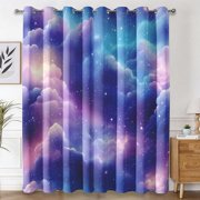 Galaxy Cloud Curtains for Living Room, Dream Starry Sky Theme Blackout Curtains for Bedroom Decor, Fantasy Purple Grommet Thermal Blackout Window Drapes 53"W x 96"L Pack of 2