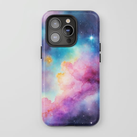 Galaxy Cloud For All iPhone Series Tough Phone Case Watercolor Space