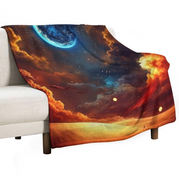Galaxy Clouds Sunset Blanket Soft Throw Warm Lightweight Plush Blanket for Couch Bed Sofa