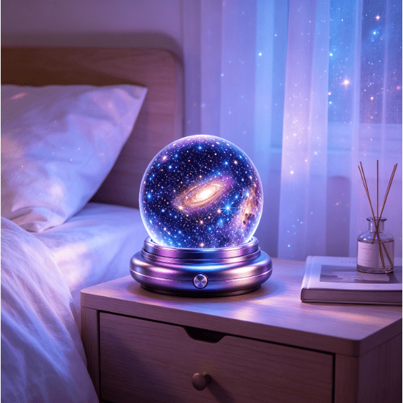 Galaxy Crystal Ball Projector Night Light, Cute Tabletop Starry Sky Planet Sphere Lamp, Adjustable Brightness Cosmic Projection Light As Birthday & Holiday Present