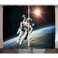 thumbnail image 1 of Ambesonne Galaxy Curtains 2 Panel Set, Astronaut with Sun Beams, 108" x 84", Orange Grey, 1 of 3