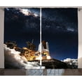 thumbnail image 1 of Ambesonne Galaxy Curtains 2 Panel Set, Galaxy Solar Adventure, 108" x 90", Blue White, 1 of 3