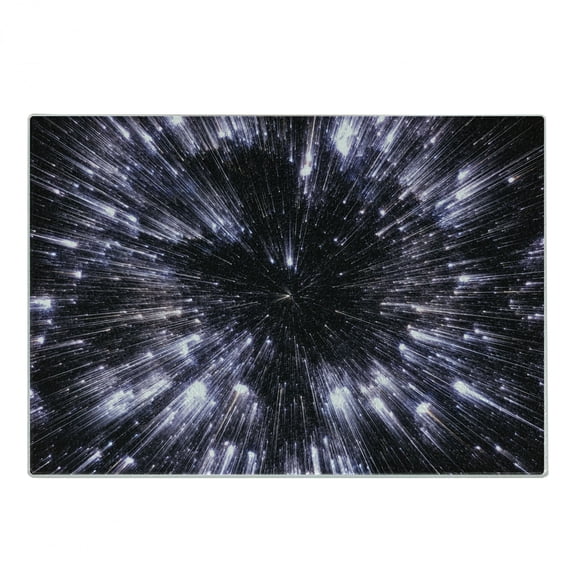 Galaxy Cutting Board, Speed of Life Space Travel Galaxy Universe Science Fiction Future, Decorative Tempered Glass Cutting and Serving Board, Small Size, Violet Black White, by Ambesonne