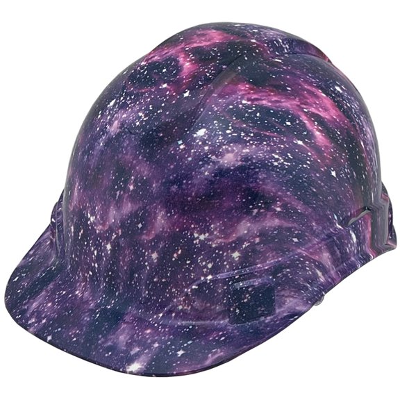 Galaxy Design Hydro Dipped Hard Hats Cap Style Design with 4 Pt Suspension
