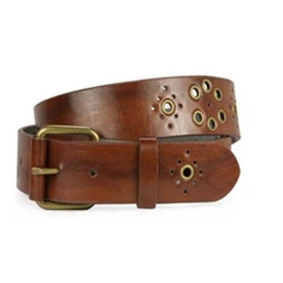 Galaxy Design Jeans Belt 1. 5 inch Snap On Oil Tanned Grommets Genuine Premium Leather Belt - Brown, Large