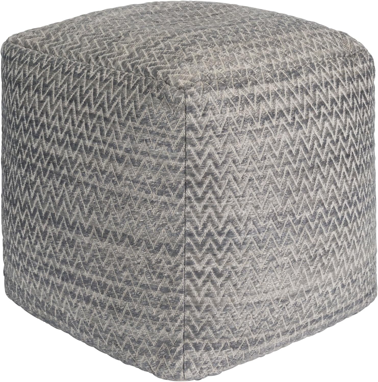 Galaxy Zig-Zag Grey Silk & Wool 20" Pouf Ottoman