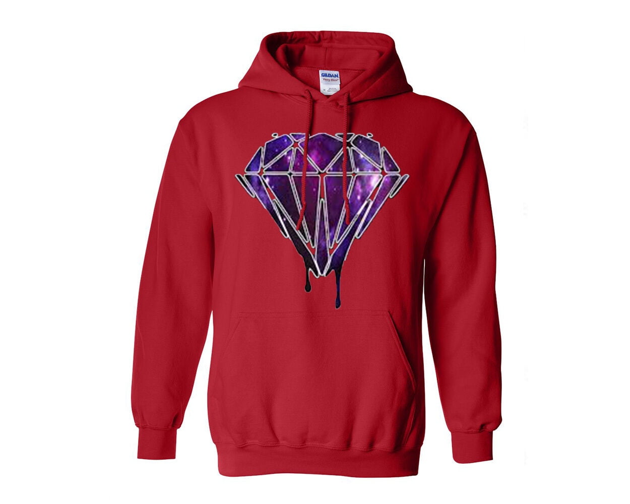 Galaxy Diamond Bleeding Melting Driping Sweatshirt Red Hoodie X-Large