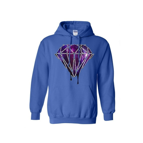 Galaxy Diamond Bleeding Melting Driping Sweatshirt Royal Blue Hoodie Large