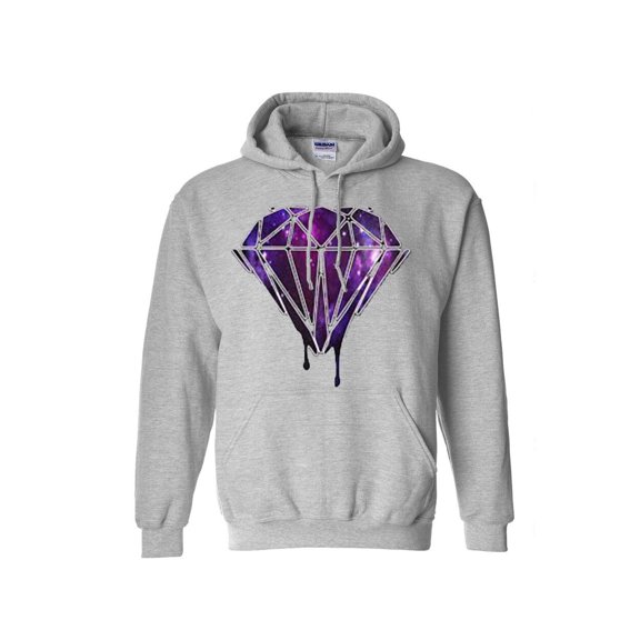 Galaxy Diamond Bleeding Melting Driping Sweatshirt Sport Gray Hoodie X-Large