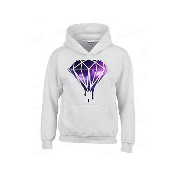 Galaxy Diamond Bleeding Melting Driping Sweatshirt White Hoodie Medium