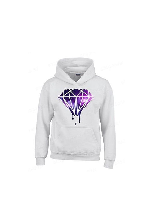 Galaxy Diamond Bleeding Melting Driping Sweatshirt White Hoodie Medium