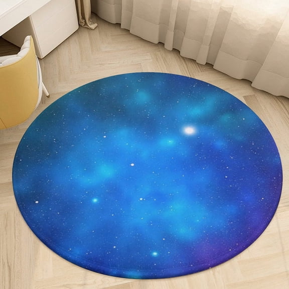 Galaxy Dream Clouds Round Area Rugs for Bedroom Living Room, 4FT Soft Comfy Indoor Circle Carpets, Floor Mat