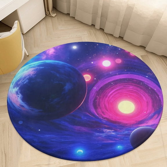 Galaxy Dream Vortex Round Area Rugs for Bedroom Living Room, 4FT Soft Comfy Indoor Circle Carpets, Floor Mat