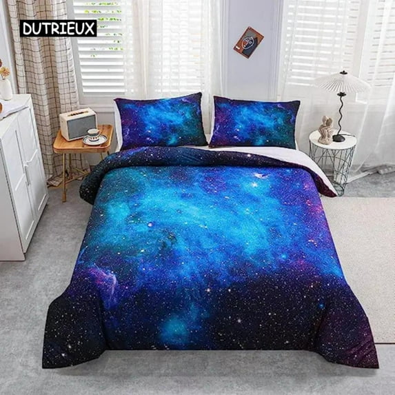 Galaxy Duvet Cover Full Size for Boys Teens Kid Starry Sky Cosmos Comforter Cover Soft Microfiber Z