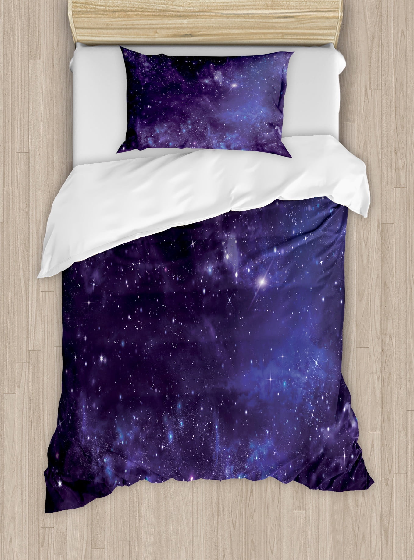 Twin Black and Navy Blue Galaxy Duvet Cover Set