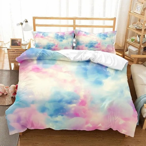 Galaxy Duvet Cover Set Fantasy Watercolor Starry Sky Bedding Set Abstract Cosmos Inspired Print Comforter Cover With Pillowcases