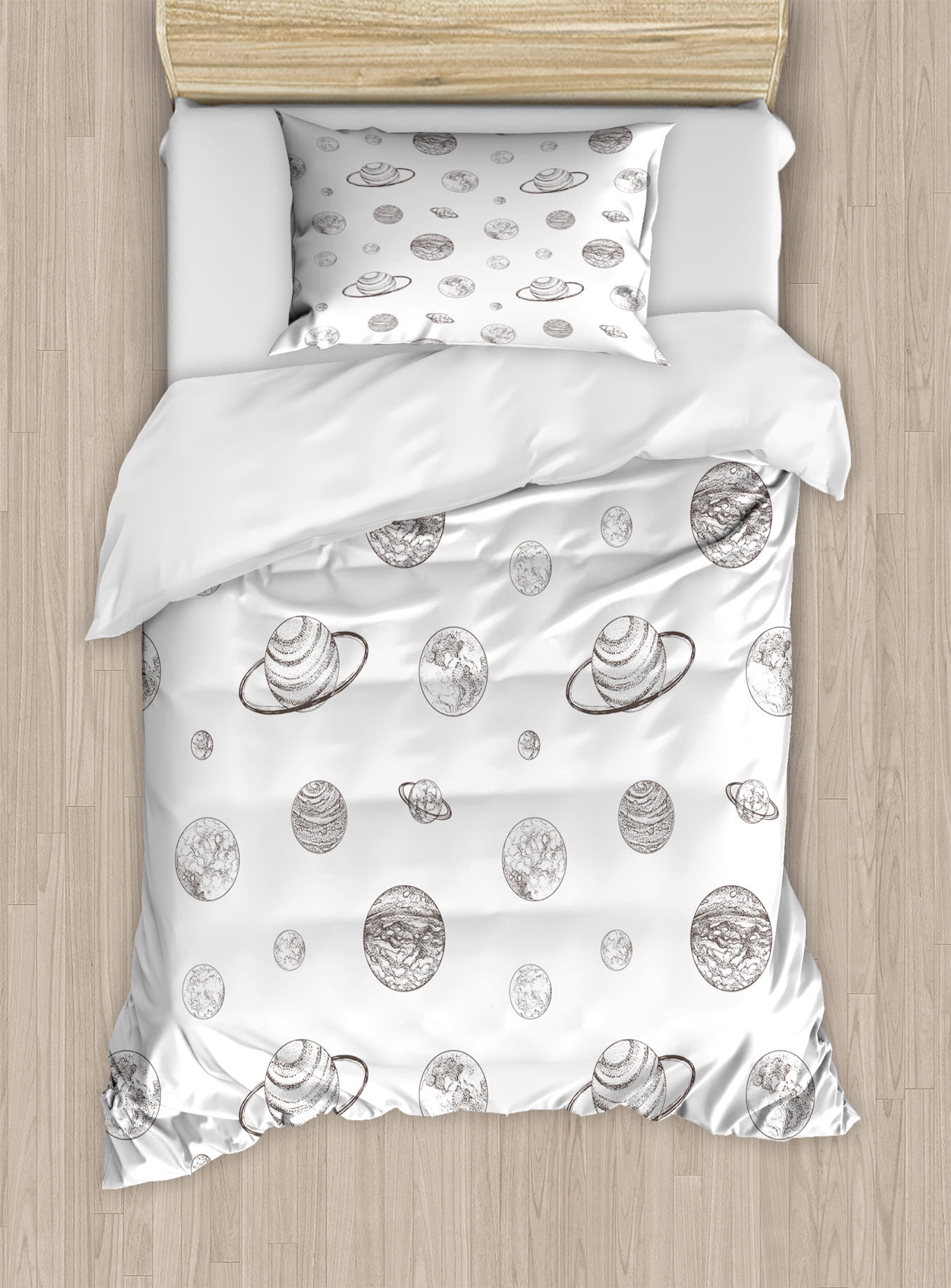 Galaxy Duvet Cover Set, Hand Sketched Cosmic Outer Space Solar System ...