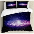 thumbnail image 1 of Galaxy Duvet Cover Set, Nebula Cloud in Milky Way Infinity in Interstellar Solar System Design Print, Decorative 3 Piece Bedding Set with 2 Pillow Shams, Queen Size, Purple Dark Blue, by Ambesonne, 1 of 3