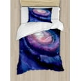 thumbnail image 1 of Galaxy Duvet Cover Set, Nebula in Outer Space Spiral Stardust Mist Cloud of Dust Planetarium Astronomy Art, Decorative 2 Piece Bedding Set with 1 Pillow Shams, Twin Size, Mauve Blue, by Ambesonne, 1 of 3