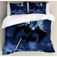 thumbnail image 1 of Galaxy Duvet Cover Set, Spaceship Blasts a Laser Beam an Enemy Alien Ship Galaxy Clash Outer Space Pattern, Decorative 3 Piece Bedding Set with 2 Pillow Shams, King Size, Blue Black, by Ambesonne, 1 of 3