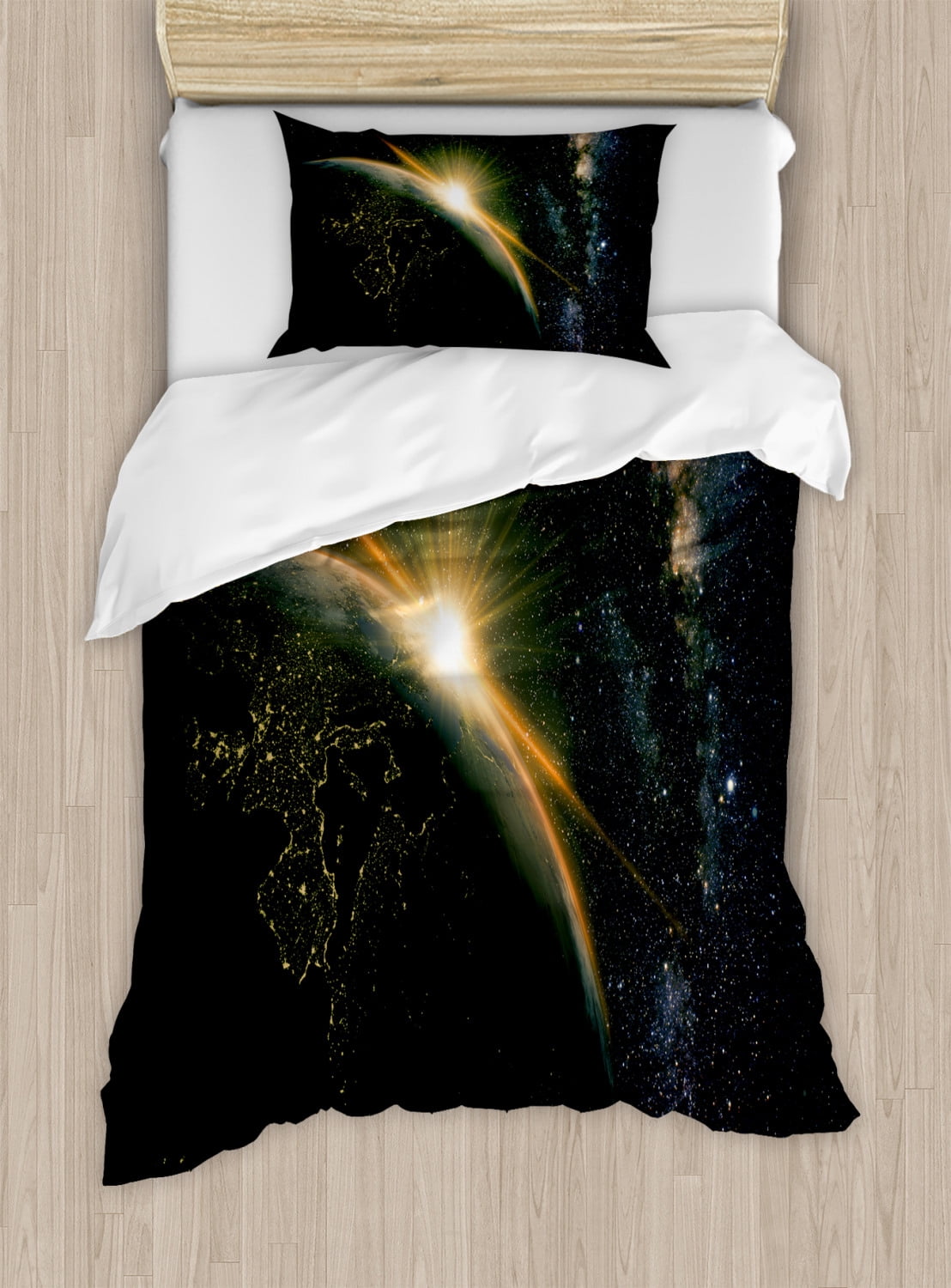 Galaxy Duvet Cover Set, Sunrise View of the Planet Earth from Space ...