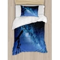thumbnail image 1 of Galaxy Duvet Cover Set, Telescope Valley Under Starry Night Sky Milky Way Atmosphere Galaxy Astronomy, Decorative 2 Piece Bedding Set with 1 Pillow Shams, Twin Size, Dark Blue Black, by Ambesonne, 1 of 3