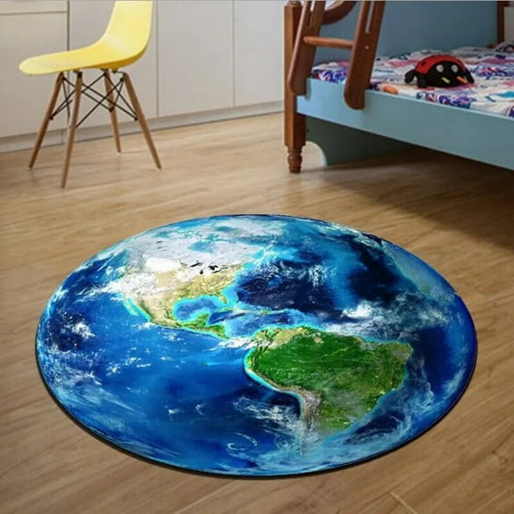 Galaxy Earth Moon Round Carpet for Children’s Room Floor Carpets Mat Home r Living Room Anti-Slip Bedroom Carpet Area Rug