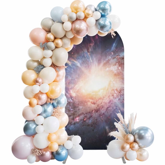 Galaxy Explosion Arch Backdrop Cover 4 FT Abstract Art Solar System Universe Modern Stretchy Elastic Arch Stand Covers Spandex Arched Background Birthday Wedding Party Decoration (No Stand)