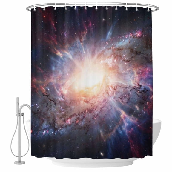 Galaxy Explosion Bathroom Shower Curtains with Hooks, Abstract Art Solar System Universe Modern Waterproof Fabric Washable Shower Curtain for Home Hotel Bathtub Decor 36x72 Inch